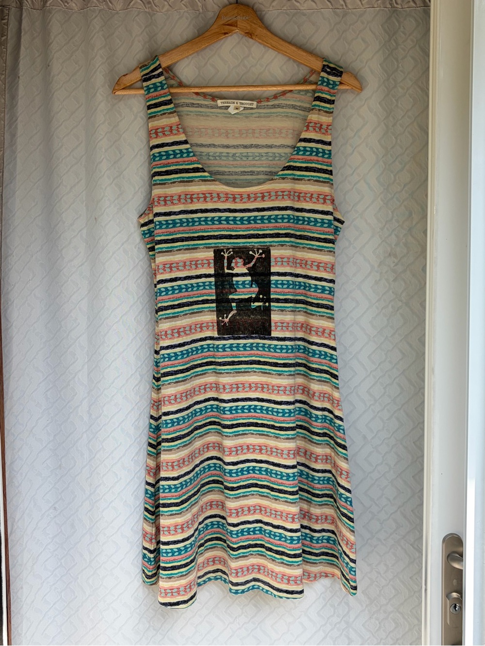 Threads 4 Thought Striped Tank Mini Dress With Handmade Frog Print